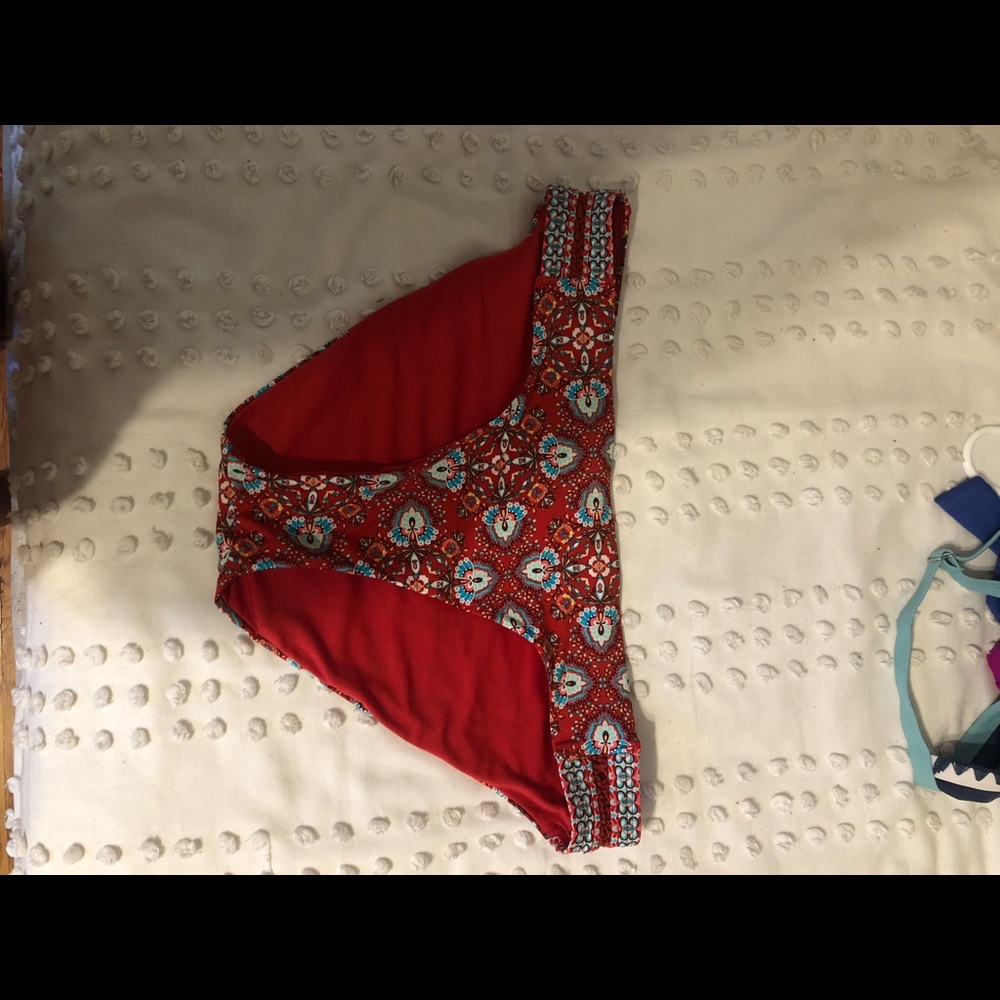 Red print bathing suit bikini bottoms